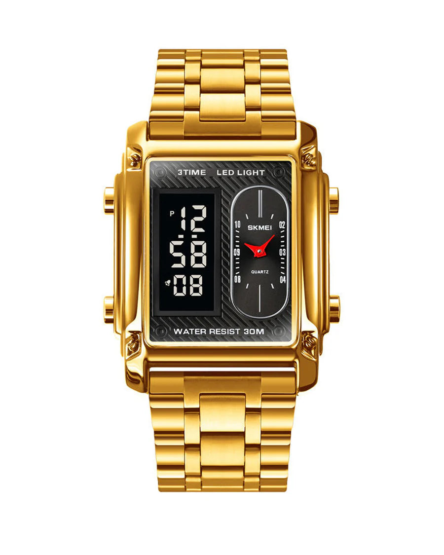 SKM Dual Display gold,black,Silver Dial Watch